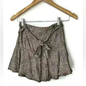 Urban Romantics Womens Leopard Cheetah  Animal Print Preppy Euro Summer Skirt XS